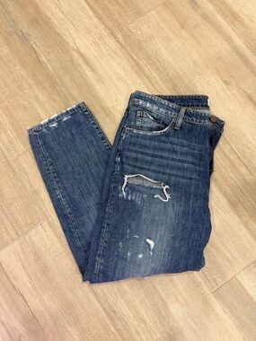 Flying Monkey Women's Distressed Boyfriend Jeans - Dark Blue
